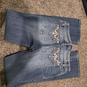 Miss Me Blue Boot Cut Jeans with Embellished Pockets